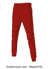 Sport pants red realistic vector illustration isolated