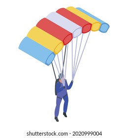 Icono de paracaidismo deportivo. Isometric del icono vectorial de paracaidismo deportivo para el diseño web aislado en fondo blanco