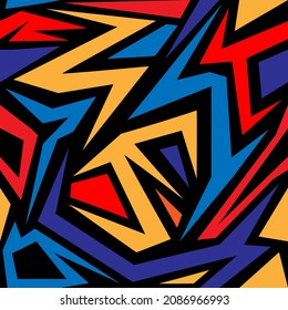 Sport pattern. Seamless background with randomly graffiti triangle elements.