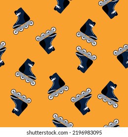 sport pattern vector. flat image of seamless pattern with roller skates. pattern with yellow background