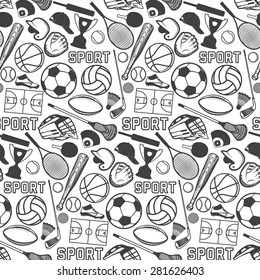 Sport pattern with vintage badges and labels