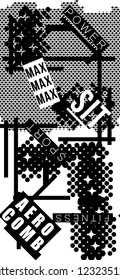 Sport pattern, words and geometric textures