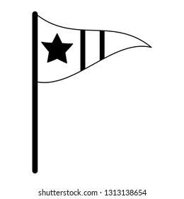 sport pennant with star black and white