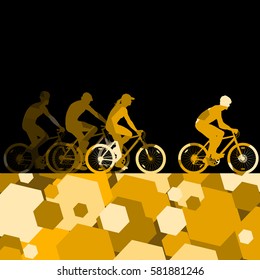 Sport people bike riders bicycle silhouettes in abstract mosaic background illustration vector
