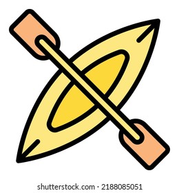 Sport people icon outline vector. Canoe boat. Water lake