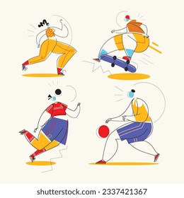 Sport people set character icon. Collection of different sports activity. vector illustration design.