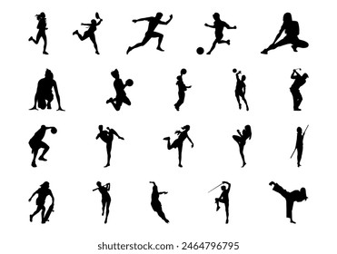 Sport People Silhouette Element Set