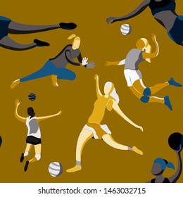 Sport people vector illustration. Athletic, healthy concept. Athletic young man running. Workout man set. Friends concept. Workout girl set.  Healthy activity seamless pattern. Athletic girl training