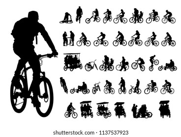 Sport people whit bike on white background