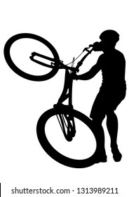 Sport people whit bike on white background