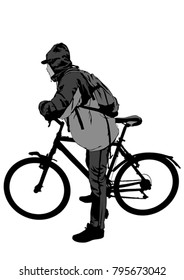 Sport people whit bike on white background