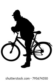 Sport people whit bike on white background