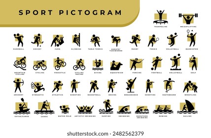 sport pictogram set. collection of various sport icon templates.