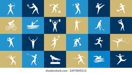 Sport pictograms on colorful background