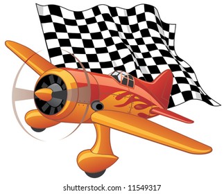 Sport plane with the checkered flag