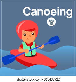 Sport Player : Canoeing Player : Vector Illustration