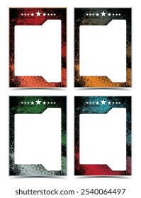 sport player cards photo border frame template set with grunge texture 