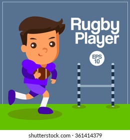 Sport Player, Rugby Player, Vector Illustration