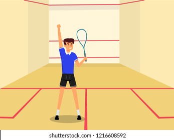 Sport Player, Squash Player, Vector Illustration