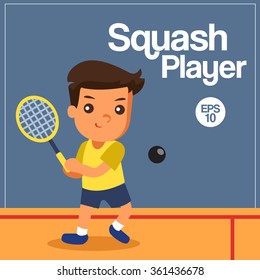 Sport Player, Squash Player, Vector Illustration