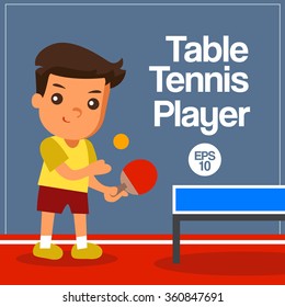 Sport Player : Table Tennis Player : Vector Illustration