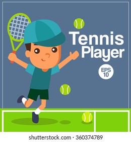 Sport Player : Tennis Player : Vector Illustration