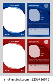 Sport player trading card frame border template design front and back for personnal information and performance 