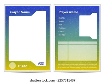 Sport player trading card frame border template design  front and back with copy space for personnal informations