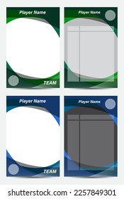 Sport player trading card frame border template design front and back for personnal information and performance stats