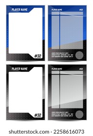 Sport player trading card frame border template design front and back for personnal information and performance 