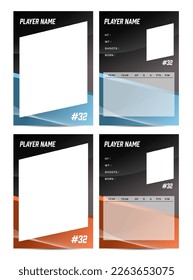 Sport player trading card frame border template design front and back for personnal information and performance 