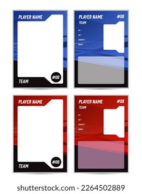 Sport player trading card frame border template design front and back for personnal information and performance stats