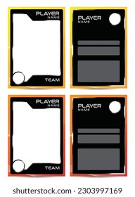 Sport player trading card frame border template design front and back for personnal information and performance 