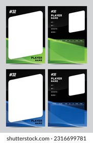 Sport player trading card frame border template design front and back for personnal information and performance 