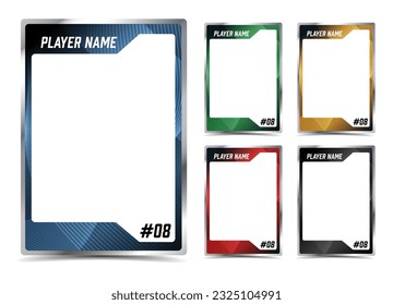 Sport player trading card frame border template design flyer multicolored set