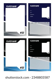 Sport player trading card frame border template design front and back for personnal information and performance 