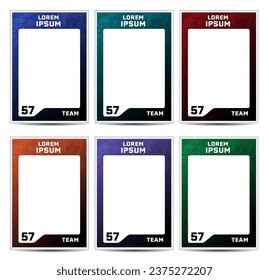 Sport player trading card frame border template design set 