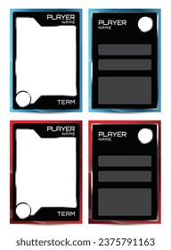 Sport player trading card frame border template design front and back for personnal information and performance 