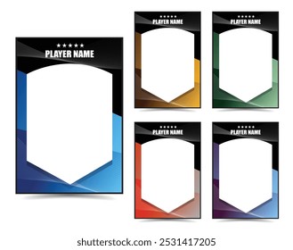 Sport player trading card frame border template design set vector