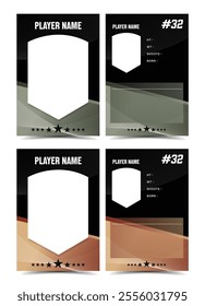 Sport player trading card frame border template design front and back for personnal information and performance 