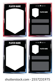 Sport player trading card frame border template design front and back for personnal information and performance 