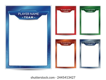 Sport player trading card picture frame border template design flyer set 