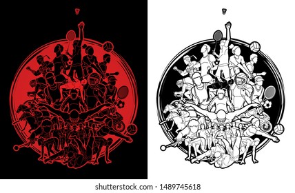 Sport Players, Different sports cartoon graphic vector.
