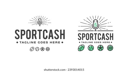 Sport podcast logo design set