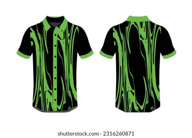 Sport Polo Shirt Design Blue Black White Vector.Front And Back Views.