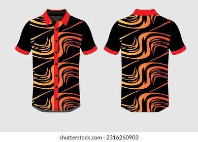 Sport Polo Shirt Design Blue Black White Vector.Front And Back Views.