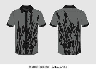 Sport Polo Shirt Design Blue Black White Vector.Front And Back Views.