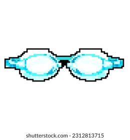 sport pool goggles game pixel art retro vector. bit sport pool goggles. old vintage illustration