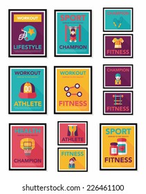 Sport poster flat banner design flat background set, eps10