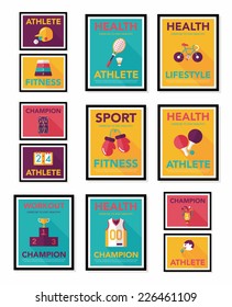Sport poster flat banner design flat background set, eps10